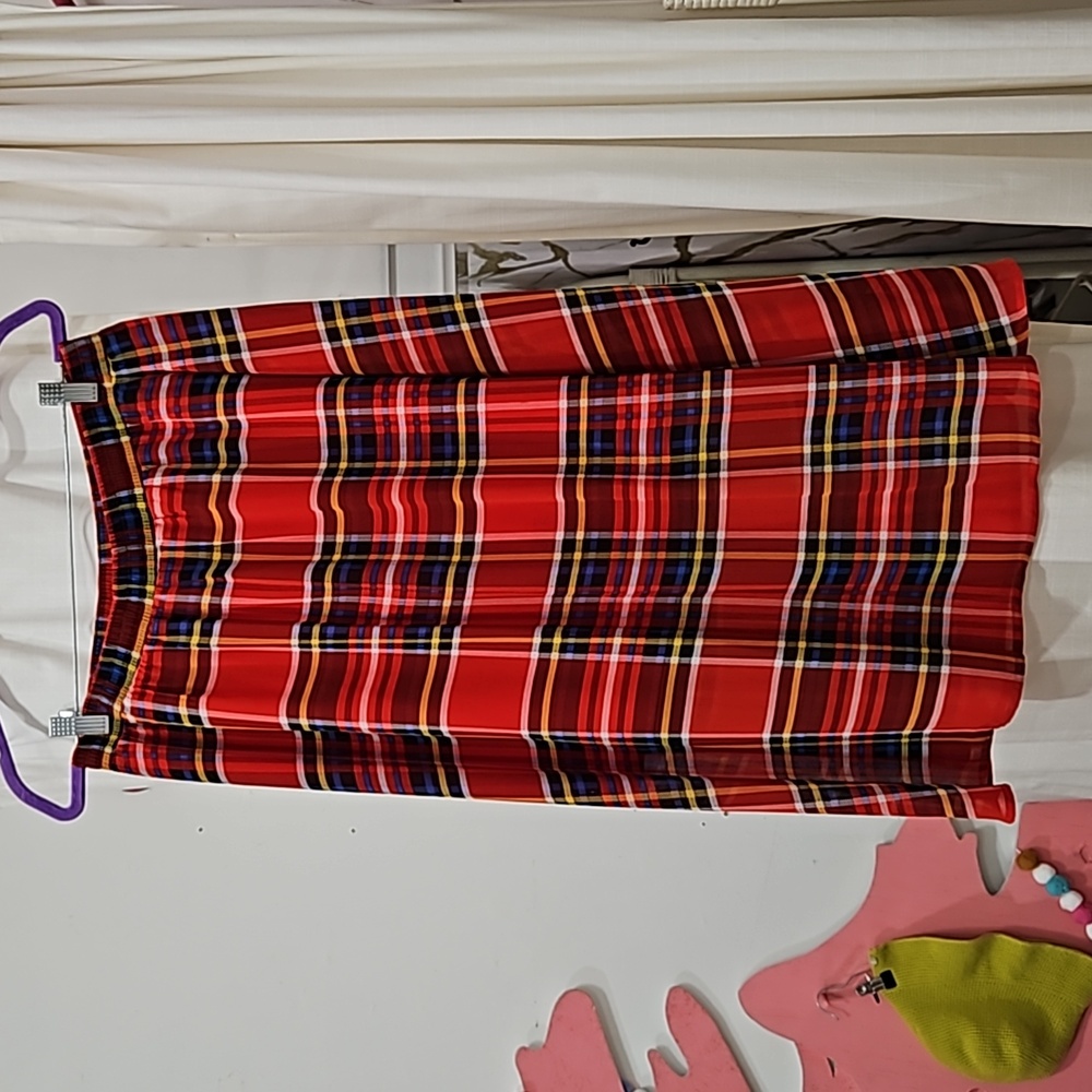 Red Plaid Maxi Skirt